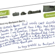 thankyou note from backpack beds for homeless